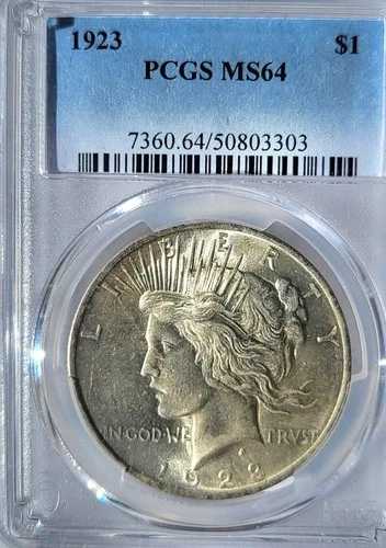 1923年-P PCGS MS-64 サテン仕上げ ピースシルバードル。#272