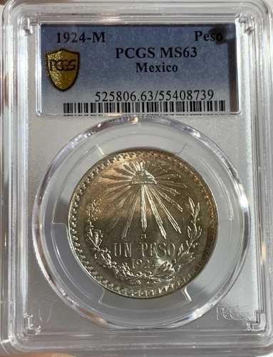 1924年 M メキシコ 1ペソ 銀貨 PCGS MS63