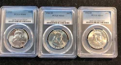 PCGS MS64 フランクリン、60-P、61-D、63-D、すべてブラストホワイト! 48,840円