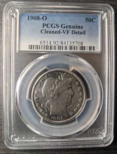 1908-O バーバー ハーフダラー ? PCGS 正規品 ? VF 詳細（クリーニング済み）