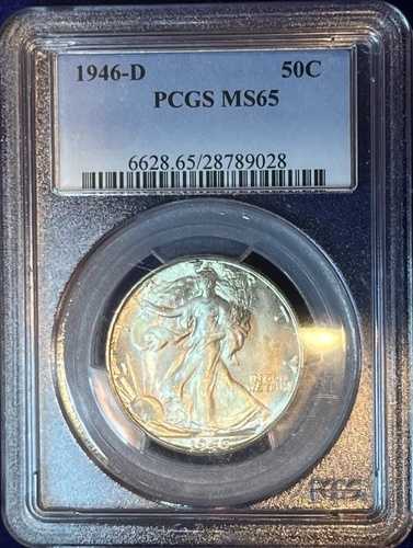 1946-D ウォーキング リバティ シルバー ハーフ ドル PCGS MS65 極上宝石!