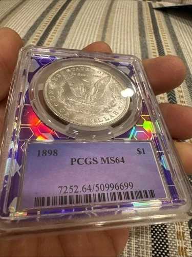 1898年フィラデルフィア・モーガン銀貨 $1 PCGS MS64 パープルスラブ ナイスコイン