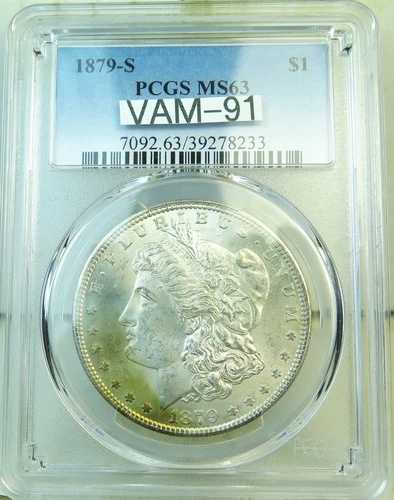 1879 S モルガン・ダラー PCGS MS63 *VAM 91 船首右側のダイライン* EP