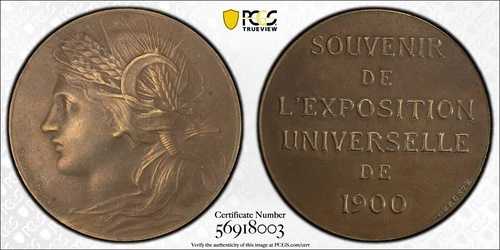 1900 年パリ万国博覧会 Monnaie De Paris 銅メダル PCGS MS62BN 48,840円