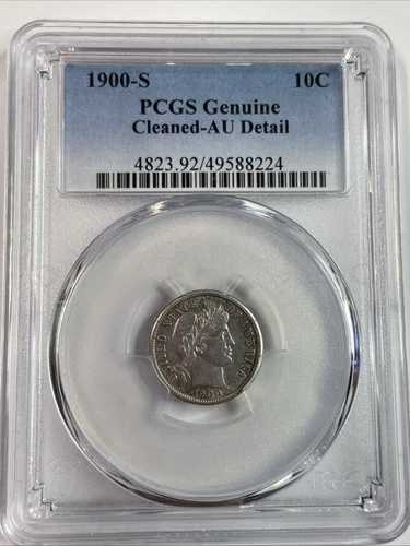 1900年代後半のバーバーダイム PCGS AU 詳細