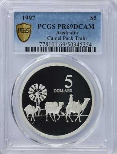 1997年 オーストラリア 5ドル キャメルパックトレイン シルバーコイン Km# 544 PCGS PR 69 DCAM