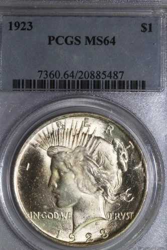 1923-P 90%銀貨 ピースダラー グレード PCGS MS64 (20885487)