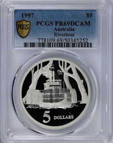 1997年 オーストラリア 5ドル マスターピース シルバー リバーボート Km# 545 PCGS PR 69DCAM
