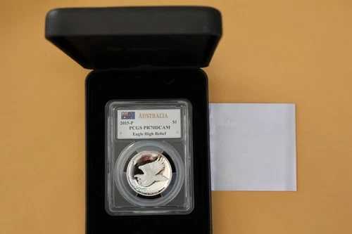 2015-P オーストラリア PCGS MS70 オナガワシ ジョン・マーカンティ サイン入り - トーニング