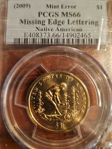 PCGS MS66 2009 サカガウィア・ネイティブアメリカン・ドル 1ドル 縁の文字欠落
