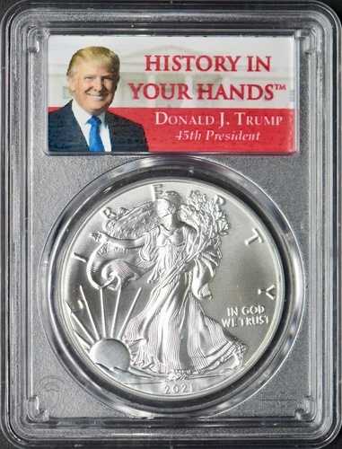 2021年 アメリカン シルバー イーグル T1 PCGS MS70 ドナルド・トランプ ヒストリーラベル ?COINGIANTS?