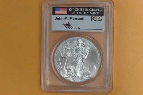 2015年 1ドル アメリカン シルバー イーグル 1オンス PCGS MS70 ジョン・マーカンティ サイン入り ファーストストライク