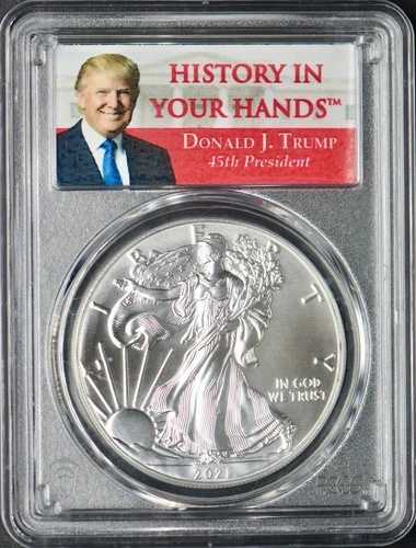 2021年 アメリカン シルバー イーグル T1 PCGS MS70 ドナルド・トランプ ヒストリーラベル ?COINGIANTS?