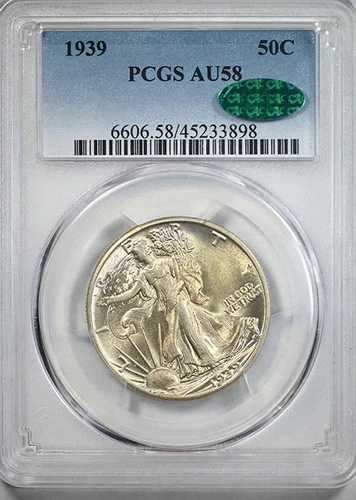 1939年ウォーキング・リバティ・ハーフダラー 50セント PCGS AU58 CAC 48,840円