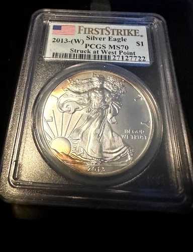 2013-W $1 アメリカンシルバーイーグル MS70 PCGS - ウェストポイント初登場 TONNING