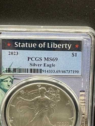 2023年 1ドル シルバーイーグル PCGS MS69 ? 自由の女神ラベル ? 1オンス .999 シルバー 48,840円