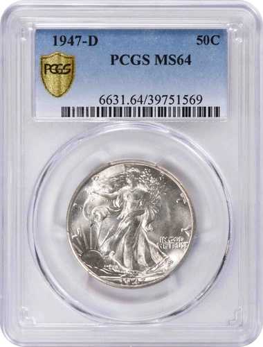 1947-D ウォーキング・リバティ・シルバー・ハーフドル MS64 PCGS