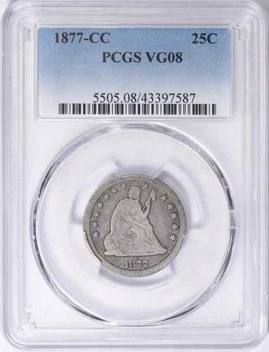 1877年 - カーソンシティ 自由の女神像 25セント硬貨 - PCGS VG 8 - 希少