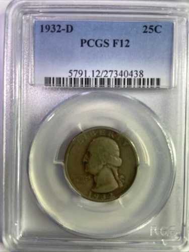 1932年 D ジョージ・ワシントン シルバークォーター 25セント PCGS F 12