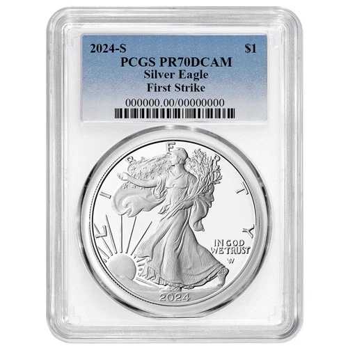 2024-S プルーフ 1ドル アメリカン シルバー イーグル PCGS PR70DCAM FS ブルーラベル ホワイトフレーム