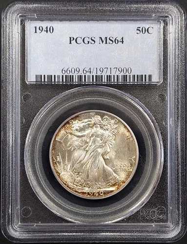 1940 年ウォーキング リバティ ハーフ ドル、PCGS により MS 64 認定!
