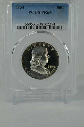 PR65 1954 PCGS グレーデッド フランクリン 90% シルバー ハーフダラー 50セント プルーフ レア トーンコイン
