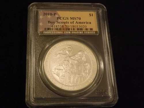 2010-P $1 ボーイスカウトアメリカ国旗ラベル PCGS MS 70