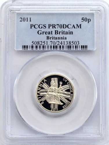 2011年 ブリタニア 50ペンス シルバー プルーフ PCGS PR70 英国 1オンス ロイヤルミント