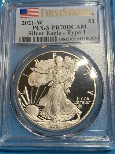 2021-W プルーフ 1ドル アメリカン シルバー イーグル PCGS PR70DCAM FS フラッグラベル