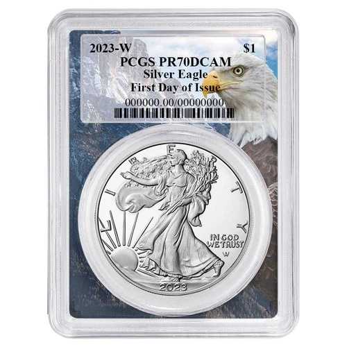 2023-W プルーフ 1ドル アメリカン シルバー イーグル PCGS PR70DCAM FDOI イーグルフレーム 50,820円