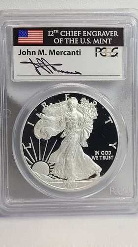 2012-W シルバーイーグル PCGS PR69 DCAM ジョン・マーカンティ サイン入り - スポット