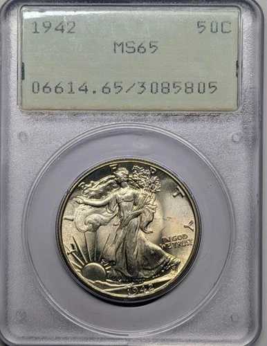 1942年 MS65 PCGS ウォーキング・リバティ（オールドグリーン OGH ラトラー）