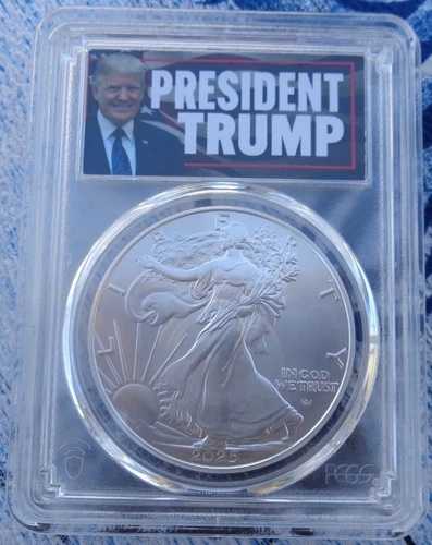2025年 アメリカン シルバー イーグル PCGS MS69 TRUMP ラベル 銀貨 .999 純銀