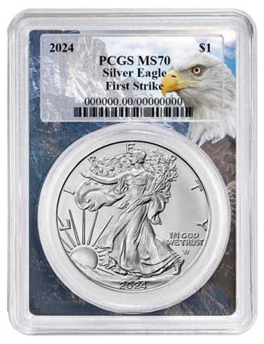 2024年 1オンス シルバー アメリカンイーグル PCGS MS70 - ファーストストライク - イーグルフレーム