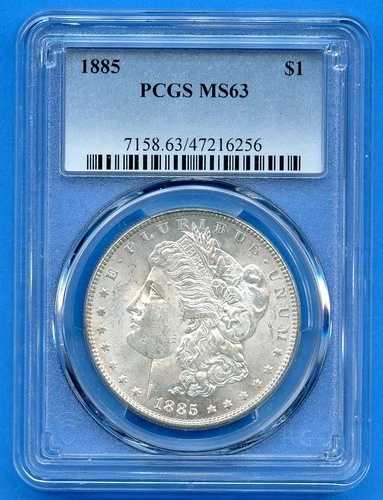 1885 P PCGS MS63 モルガン銀貨 1ドル 米国造幣局発行 1885-P MS-63 ブラストホワイト