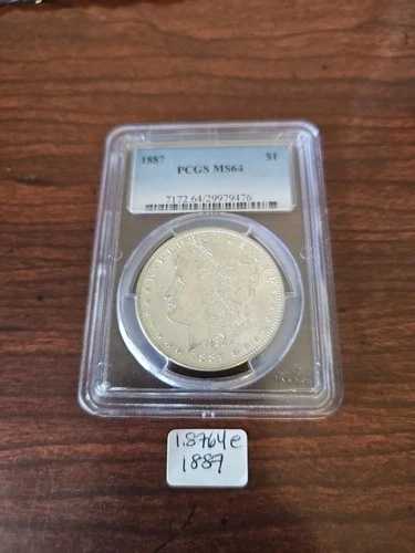 1887-P モーガン銀貨、PCGS MS64、レインボー両面トーニング