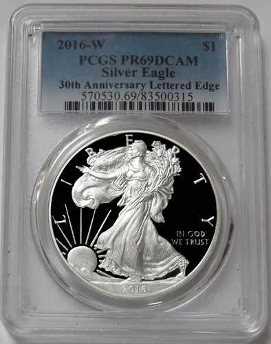 2016 W アメリカン シルバー イーグル 1ドル 30周年記念 レタードエッジ PCGS PR 69 DCAM