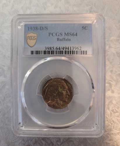 1938-D/S バッファローニッケル PCGS MS 64 ストロングストライク