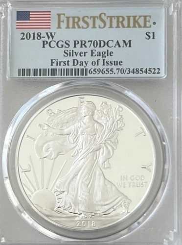 2018 W プルーフ シルバー イーグル PCGS PR70 DCAM ファーストストライク 発行初日