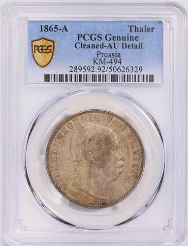 ドイツ - プロイセン 1865-A シルバー ターラー PCGS 正規品 AU 詳細