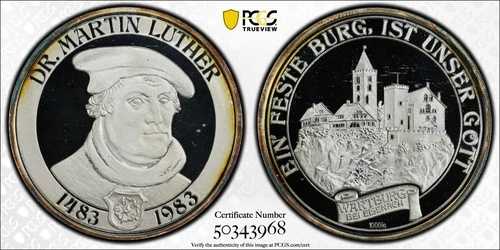 1983年 ドイツ マルティン・ルター 宗教的ドイツ プルーフ 銀メダル PCGS SP 68