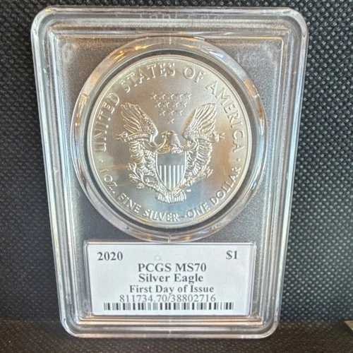 アメリカ造幣局 アメリカン・シルバー・イーグル 2020 1オンス .999 シルバーコイン PCGS MS70 初日 50,820円