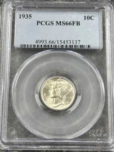 1935年 MS66FB PCGS マーキュリーダイム ブラストホワイト フルバンド PQ ナイスプレミアム