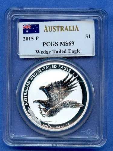 2015年 P オーストラリア PCGS MS69 クイーンエリザベス $1 ウェッジテールイーグル 1オンス .999 シルバー