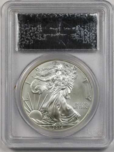 2014年 シルバーイーグル 1ドル PCGS フォイルラベル ファーストストライク MS 69 ファーストストライク 1オンス シルバー