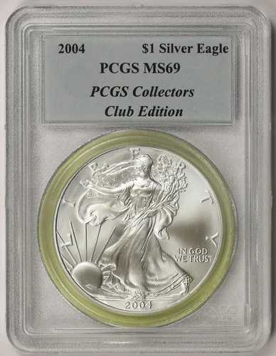 2004年 アメリカン シルバー イーグル $1 MS 69 PCGS コレクターズクラブエディション 50,820円