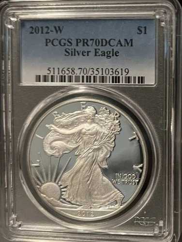 2012-W プルーフ アメリカン シルバー イーグル PCGS PR70 DCAM ブルーラベル