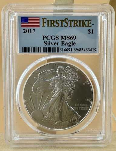 2017年 シルバーイーグル PCGS MS69 ファーストストライク ブルーラベル 初回生産3万枚のうちの1枚