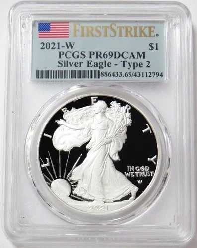 2021 W T-2 アメリカン シルバー イーグル $1 プルーフ 1オンス コイン PCGS PF 69 DCAM ファーストストライク