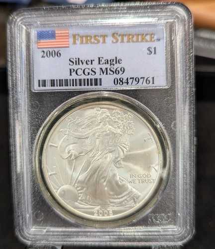 2006 ファースト ストライク アメリカン シルバー イーグル、PCGS MS 69 グレード!